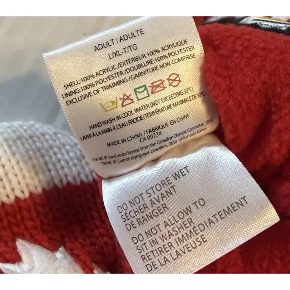 NEW Team Canada 2014 Adult L/XL Sochi Olympic HBC Hudson's Bay Red Mittens